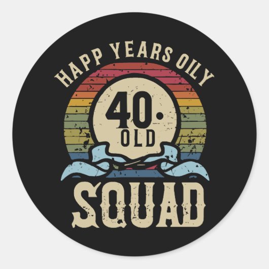Sticker Rond 40 ans Anniversaire Squad Vintage (Devant)