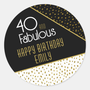 Sticker Rond 40 et fabuleuse Parties scintillant d'or Photo 40e