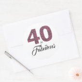 Sticker Rond 40 et fabuleux 40e anniversaire Hot Pink Black Zeb (Enveloppe)