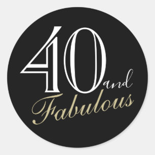 Sticker Rond 40 et fabuleux Black Elegant Woman Anniversaire