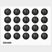 Sticker Rond 40 et fabuleux moderne Elegant Black Anniversaire (Feuille)