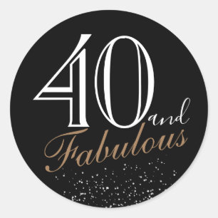 Sticker Rond 40 et fabuleux moderne Elegant Black Anniversaire