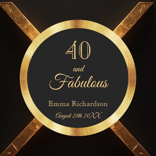 Sticker Rond 40 et fabuleux nom d'or noir