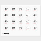 Sticker Rond 40 et fabuleux | Typographie 40e anniversaire (Feuille)