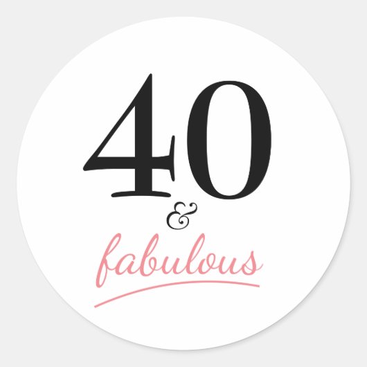 Sticker Rond 40 et fabuleux | Typographie 40e anniversaire (Devant)