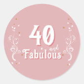 Sticker Rond 40 et Fabulous Foliage rose 40e anniversaire (Devant)