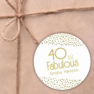 Sticker Rond 40 et Fabulous Gold Parties scintillant 40e annive