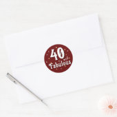 Sticker Rond 40 et Fabulous Parties scintillant Rouge 40e anniv (Enveloppe)