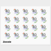 Sticker Rond 40 et Fantastic Tropical 40th Birthday Party (Feuille)