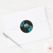 Sticker Rond 40 & Fab Neon Blue Silver Black Tropical Anniversa (Enveloppe)