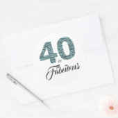 Sticker Rond 40 Fabuleux 40e anniversaire Turquoise Black Zebra (Enveloppe)