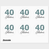 Sticker Rond 40 Fabuleux 40e anniversaire Turquoise Black Zebra (Feuille)
