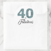 Sticker Rond 40 Fabuleux 40e anniversaire Turquoise Black Zebra (Sac)