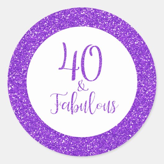 Sticker Rond 40 & Fabuleux Anniversaire Parties scintillant vio (Devant)