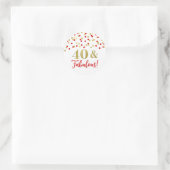 Sticker Rond 40 & Fabuleux Anniversaire Rouge Gold Confetti (Sac)
