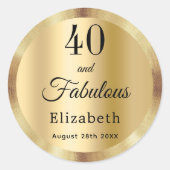 Sticker Rond 40 fabuleux nom or anniversaire (Devant)