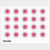 Sticker Rond 40 & Fabuleux Points Blancs Rose Anniversaire (Feuille)