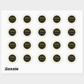 Sticker Rond 40 & Fabuleux Points Noir Blanc Or Anniversaire (Feuille)