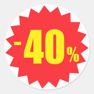 Sticker Rond 40 pour cent d'autocollants de remise vente, blanc