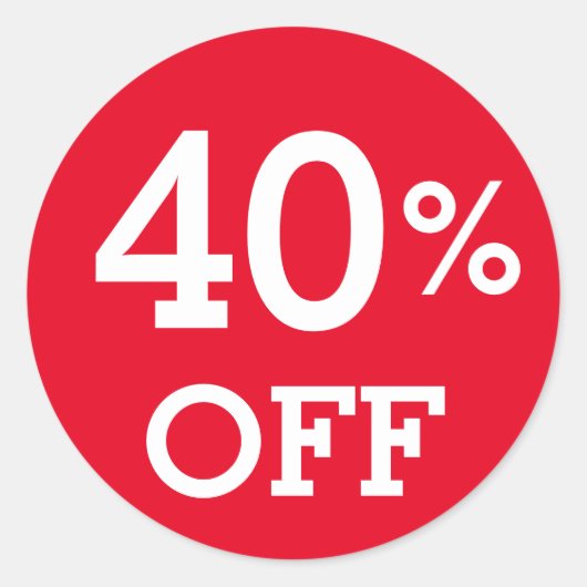 Sticker Rond 40% Quarty% OFF escompte vente blanc rouge (Devant)