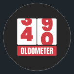 Sticker Rond 40e 40 Anniversaire Drôle Cadeau Hommes Femmes Old<br><div class="desc">40e 40 Anniversaire Drôle Cadeau Hommes Femmes Oldomètre -40</div>