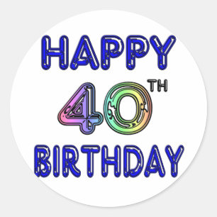Sticker Rond 40e anniversaire avec Ballon Font