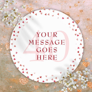 Sticker Rond 40e anniversaire de mariage Cœurs de rubis