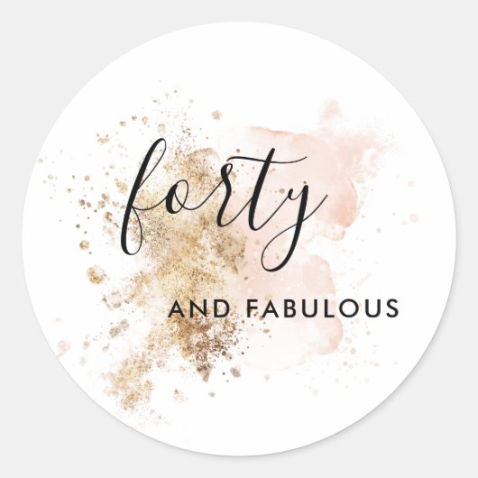 Sticker Rond 40e anniversaire de rose et d'or (Devant)