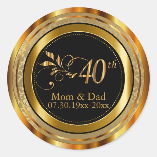 Sticker Rond 40e anniversaire du Mariage (Devant)