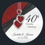 Sticker Rond 40e anniversaire du Mariage de Ruby<br><div class="desc">Autocollants. Étiquettes ronds dans un design Mariage des 40ème, 52ème ou 80ème Ruby, une façon parfaite d'embellir vos produits d'une manière unique. Cette conception fonctionne bien pour un anniversaire ou tout autre type d'occasion ou d'événement en modifiant simplement le libellé. ⭐ Ce Produit est 100% Personnalisable. Les graphiques et /...</div>