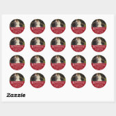 Sticker Rond 40e anniversaire du Mariage Photo Elegant Ruby (Feuille)