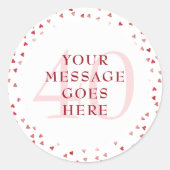 Sticker Rond 40e anniversaire du Mariage Ruby Hearts (Devant)