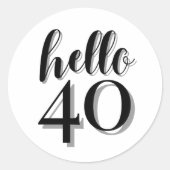 Sticker Rond 40e anniversaire Fête bonjour 40 (Devant)
