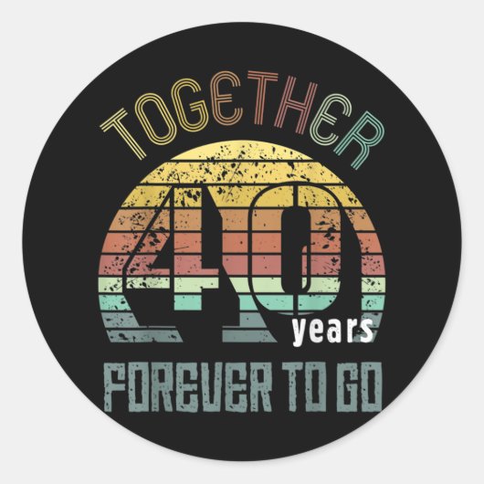 Sticker Rond 40e Anniversaire Mariage Cadeaux Pour Couples (Devant)