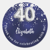 Sticker Rond 40e anniversaire marine bleu argent étoiles (Devant)