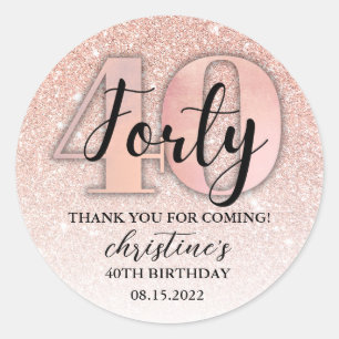 Sticker Rond 40e anniversaire Parties scintillant Merci