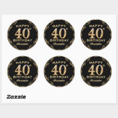 Sticker Rond 40e anniversaire Parties scintillant noir et or ca (Feuille)