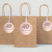 Sticker Rond 40e anniversaire rose gouttes rose or