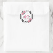 Sticker Rond 40e anniversaire roses roses sur bandes blanches n (Sac)