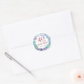 Sticker Rond 40e anniversaire Ruby Floral Bluebells Wreath (Enveloppe)