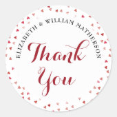 Sticker Rond 40e Anniversaire Ruby Love Hearts Merci (Devant)