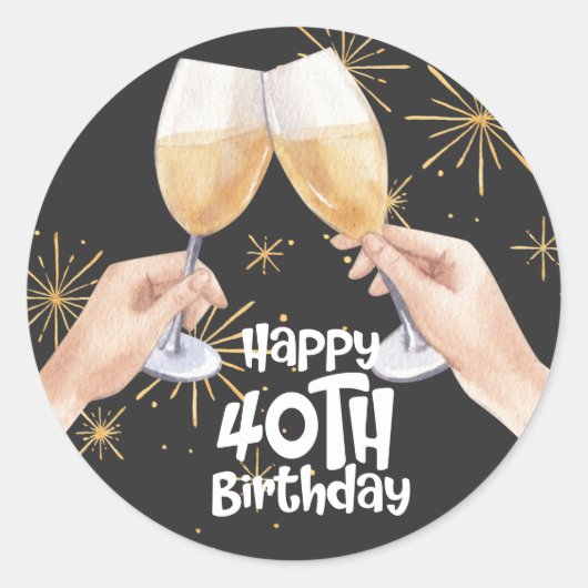 Sticker Rond 40e anniversaire Thème noir et or (Devant)