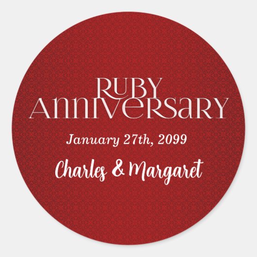 Sticker Rond 40e Annivsersaire Mariage de Ruby (Devant)