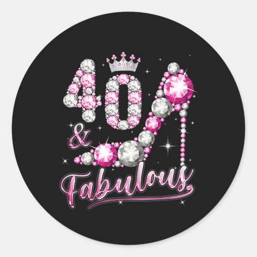Sticker Rond 40E Chaussures De Couronne Diamant 40 Fabuleux 40 (Devant)