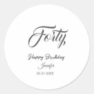 Sticker Rond 40e quarantième lettreanniversaire nom date année