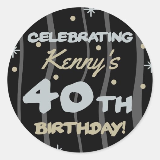 Sticker Rond 40th Birthday Party Ajouter votre nom (Devant)