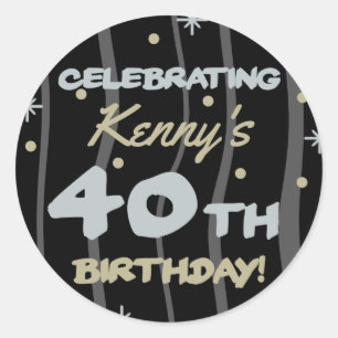 Sticker Rond 40th Birthday Party Ajouter votre nom