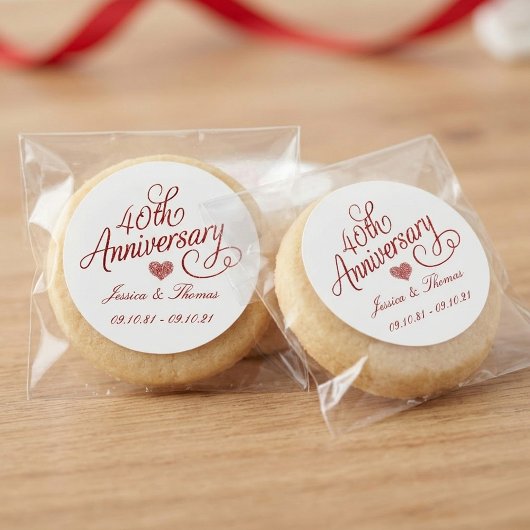 Sticker Rond 40th Ruby Wedding Anniversary