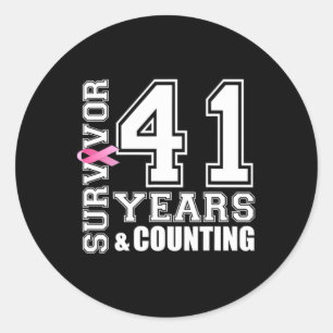 Sticker Rond 41 ans Cancer du sein Survivant Dons de ruban rose