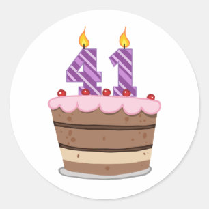 Sticker Rond 41 ans sur le gâteau d'anniversaire